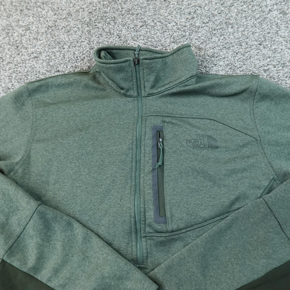 North Face Jacket Mens M‎ Green Fleece 1/2 Zip Performance Outdoor Hiking Coat